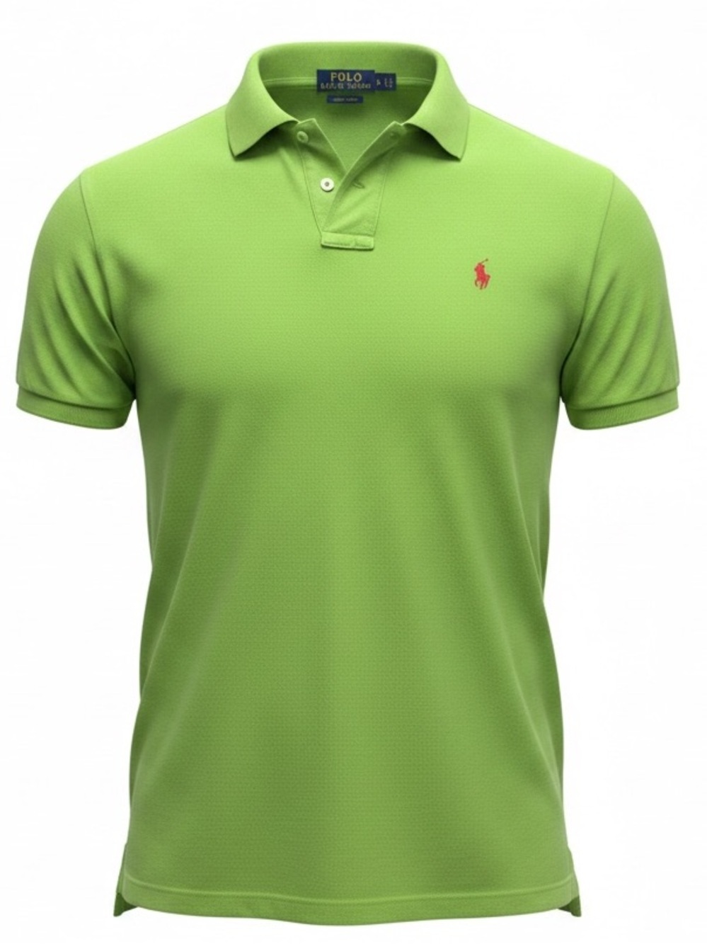 Mens Polo Ralph Lauren Lime Green Piqué Polo Shirt Orange Pony Logo Short Sleeve
